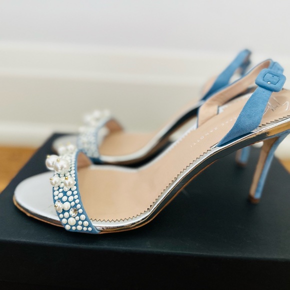 Giuseppe Zanotti sling back denim and pearl sandals - Picture 4 of 5